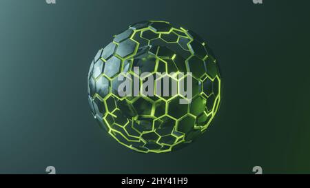 Visualisierung Kernphysik Kern. Illustration abstrakte Geometrie Kugel 3D Render Stockfoto