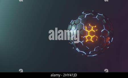 Visualisierung Kernphysik Kern. Illustration abstrakte Geometrie Kugel 3D Render Stockfoto