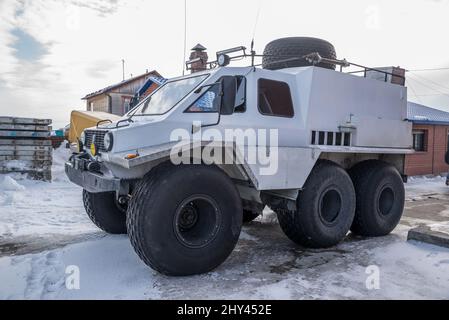 Geländefahrzeug-Trekol in Salekhard, Yamalo-Nenzen Autonomer Kreis, Russland Stockfoto