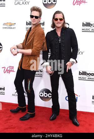 Die Florida Georgia Line kommt am Sonntag, den 18. Mai 2014, bei den Billboard Music Awards in der MGM Grand Garden Arena in Las Vegas an. Stockfoto