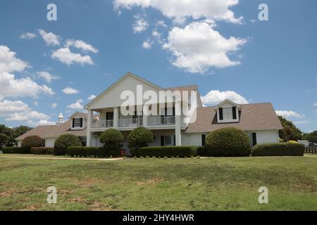 Ein allgemeiner Blick auf die Southfork Ranch, aus der CBS Television Series 'Dallas', in Parker, Texas. Stockfoto