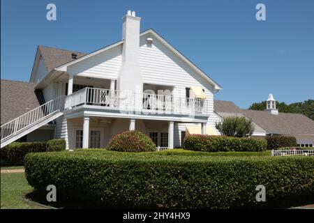 Ein allgemeiner Blick auf die Southfork Ranch, aus der CBS Television Series 'Dallas', in Parker, Texas. Stockfoto