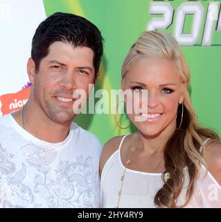 Jennie Finch, Casey Daigle bei den Nickelodeon Kids' Choice Sports Awards im Pauley Pavilion in Los Angeles, Kalifornien. Stockfoto