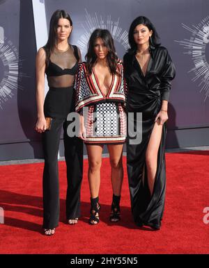 Kendall Jenner, Kim Kardashian & Kylie Jenner bei den MTV Video Music Awards 2014 im Forum Stockfoto