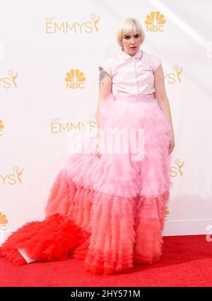 Lena Dunham bei den EMMY Awards 2014, Nokia Live, Los Angeles. Stockfoto