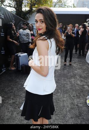 Emmy Rossum kommt am 5. September 2014 zum Finale der Project Runway Saison 13 während der Präsentationen der Mercedes-Benz Fashion Week Frühjahr/Sommer 2015 im Theater im Lincoln Center in New York City, NY. Stockfoto