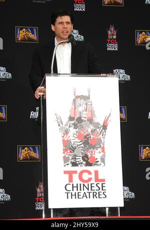 Max Brooks bei einer Zeremonie zu Ehren von Mel Brooks mit seinen Handprints und Footprints in Cement am 8. September 2014 im weltberühmten TCL Chinese Theatre in Los Angeles. Stockfoto