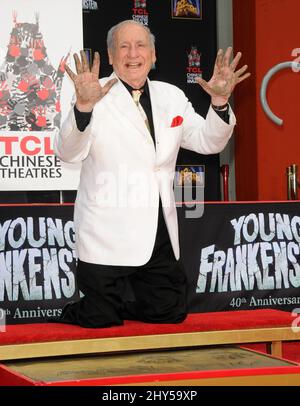 Mel Brooks während einer Zeremonie zu Ehren von Mel Brooks mit seinen Handprints und Footprints in Cement im weltberühmten TCL Chinese Theatre, am 8. September 2014, in Los Angeles. Stockfoto