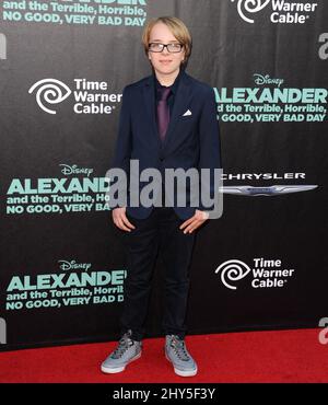 Ed Oxenbould kommt zur Premiere von „Alexander and the terrible, Horrible, No Good, Very Bad Day“ im El Capitan Theatre, Los Angeles Stockfoto