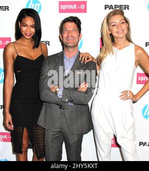 Chanel Iman, Nate berkus und Gigi Hadid nehmen am 29. Oktober 2014 am Red Carpet bei der Druckereinführungsveranstaltung Sprout by HP und HP Multi Jet Fusion 3D in New York Teil. Stockfoto