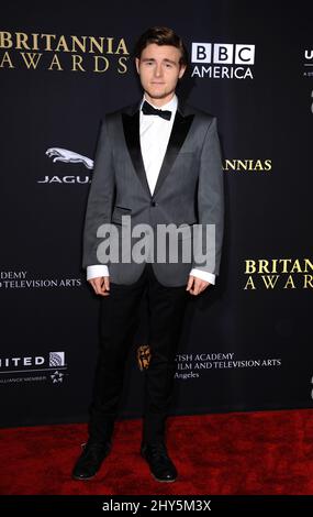 Callan McAuliffe nimmt an den BAFTA Jaguar Brittannia Awards 2014 im Hilton Hotel in Los Angeles, USA, Teil. Stockfoto