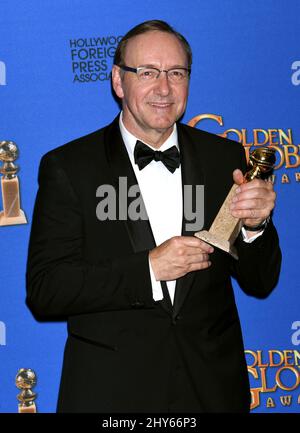 Kevin Spacey im Presseraum für die jährlichen Golden Globe Awards 72. im Beverly Hilton Hotel. Stockfoto