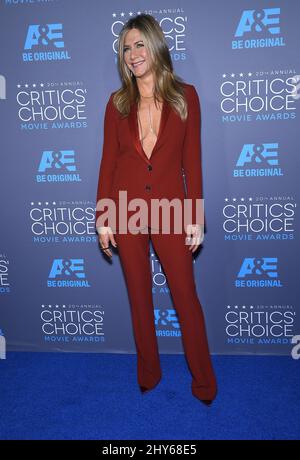 Jennifer Aniston wird mit den Annual Critics' Choice Awards 20. beim Palladium in Los Angeles, USA, ausgezeichnet. Stockfoto