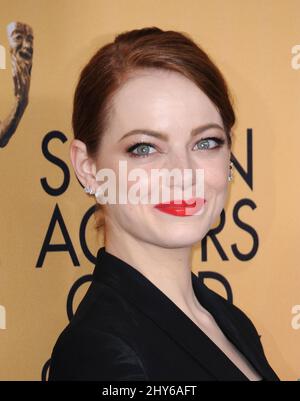 Emma Stone im Presseraum bei den Annual Screen Actors Guild Awards 21. im Shrine Auditorium Stockfoto