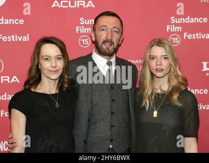 Kate Dickie, Ralph Ineson und Anya Taylor Joy bei der Premiere von The Witch beim Sundance Film Festival 2015 in Park City, Utah. Stockfoto