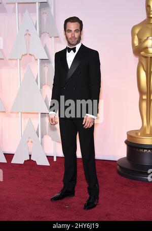 Chris Pine nimmt an den Annual Academy Awards 87. im Dolby Theater in Los Angeles, USA, Teil. Stockfoto