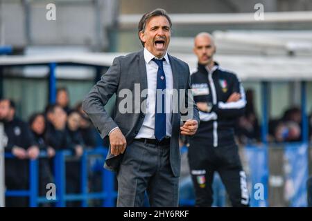 Arena Garibaldi, Pisa, Italien, 13. März 2022, Cheftrainer Fabio Pecchia (Cremonese) beim Spiel AC Pisa gegen US Cremonese – Italienischer Fußball der Serie B Stockfoto