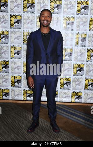 Michael B. Jordan als 20. Century Fox präsentiert Darsteller von „Fantastic Four“ auf der Comic-Con 2015 im Bayfront Hilton Hotel Stockfoto