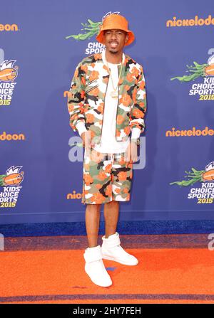 Nick Cannon nimmt an den Nickelodeon Kids' Choice Sports Awards 2015 Teil, die im Pauley Pavilion der UCLA in Los Angeles, USA, verliehen werden. Stockfoto