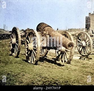 Maschinell gefärbte Bürgerkriegskanone aus dem Buch „A history of the Fifth Regiment, New Hampshire Volunteers, in the American Civil war, 1861-1865“ von William Child, Veröffentlicht 1893 Stockfoto