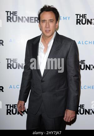 Nicolas Cage nimmt an der Sondervorstellung „The Runner“ Teil, die in den TCL Chinese 6 Theatres in Los Angeles, USA, stattfand. Stockfoto