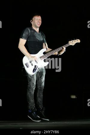 Ben McKee von Imagine Dragons am 2. Tag des Life is Beautiful Festivals in Las Vegas, Nevada. Stockfoto