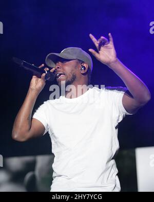 Kendrick Lamar tritt während des Life is Beautiful Festivals in Las Vegas auf, Sonntag, 27. September 2015. Stockfoto