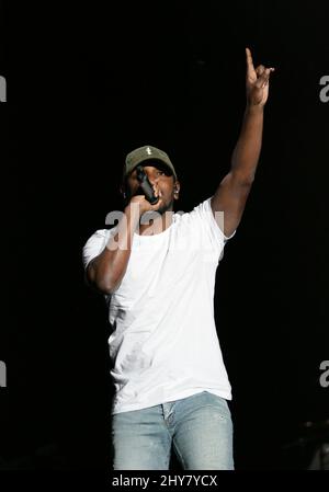 Kendrick Lamar tritt während des Life is Beautiful Festivals in Las Vegas auf, Sonntag, 27. September 2015. Stockfoto