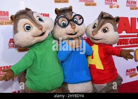 Theodore, Alvin und Simon 'Alvin and the Chipmunks: The Road Chip', Los Angeles, Premiere im Zanuck Theatre auf dem Fox Lot. Stockfoto