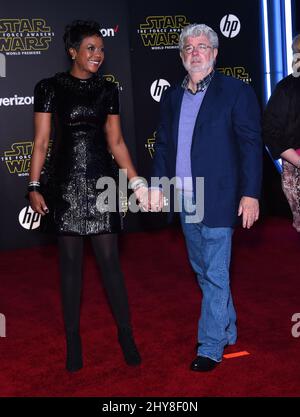 George Lucas bei der Premiere von Star Wars: The Force Awakens Stockfoto