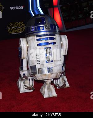 R2D2 Teilnahme an der Premiere von Star Wars: The Force Awakens Stockfoto