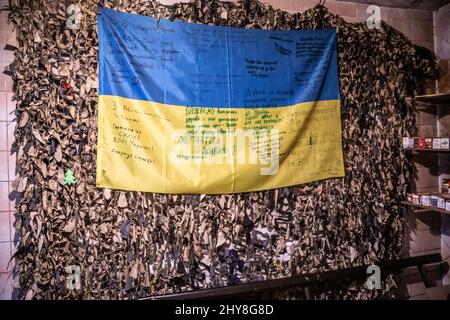 Krieg in der Ostukraine Brokem Landaufenthalt Stockfoto