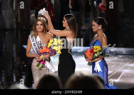 Miss Colombia, Ariadna Gutierrez-Arevalo, Paulina Vega, Miss Universe 2014, Miss Philippinen, Pia Alonzo Wurtzbach während der 2015 MISS UNIVERSE Pageant, Planet Hollywood Resort & Casino Stockfoto