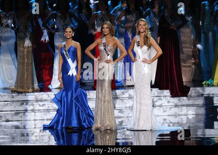 Miss Philippinen, Pia Alonzo Wurtzbach, Miss Kolumbien, Ariadna Gutierrez-Arevalo, Miss USA, Olivia Jordan während der 2015 MISS UNIVERSE Pageant, Planet Hollywood Resort & Casino Stockfoto