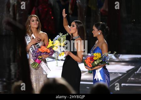 Miss Colombia, Ariadna Gutierrez-Arevalo, Paulina Vega, Miss Universe 2014, Miss Philippinen, Pia Alonzo Wurtzbach während der 2015 MISS UNIVERSE Pageant, Planet Hollywood Resort & Casino Stockfoto