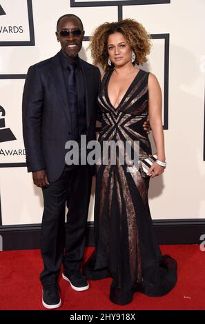 Don Cheadle und Bridgid Coulter bei der Ankunft bei den jährlichen Grammy Awards 58. im Staples Center, Los Angeles Stockfoto