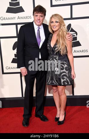 Lee Ann Womack und Frank Liddell kommen bei den jährlichen Grammy Awards 58. im Staples Center, Los Angeles, an Stockfoto