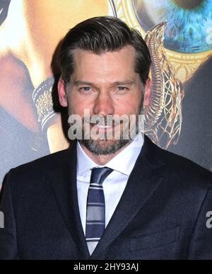 Nikolaj Coster-Waldau nimmt an der Premiere von „Gods of Egypt“ auf dem AMC Loews Lincoln Square am Mittwoch, den 24. Februar 2016, in New York Teil. Stockfoto