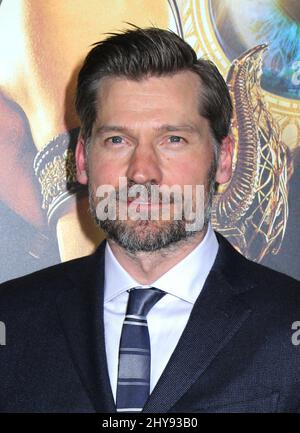 Nikolaj Coster-Waldau nimmt an der Premiere von „Gods of Egypt“ auf dem AMC Loews Lincoln Square am Mittwoch, den 24. Februar 2016, in New York Teil. Stockfoto