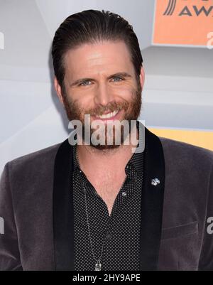 Canaan Smith trifft am Sonntag, den 3. April 2016, bei den jährlichen Academy of Country Music Awards 51. in der MGM Grand Garden Arena in Las Vegas ein. Stockfoto