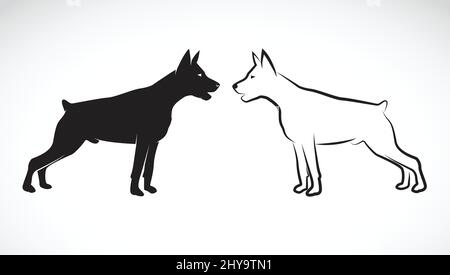 Vektorbild eines Hundes (Dogge) auf weißem Hintergrund. Leicht editierbare Vektorgrafik mit Ebenen. Stock Vektor