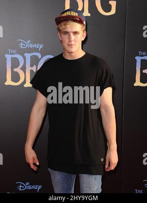 Jake Paul bei der Premiere von „The BFG“ in Los Angeles. Stockfoto