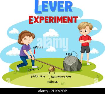 Zwei Kinder tun Hebel Experiment Illustration Stock Vektor