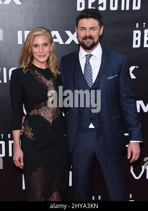 Katee Sackhoff & Karl Urban bei der Weltpremiere von „Star Trek Beyond“ in San Diego. Stockfoto