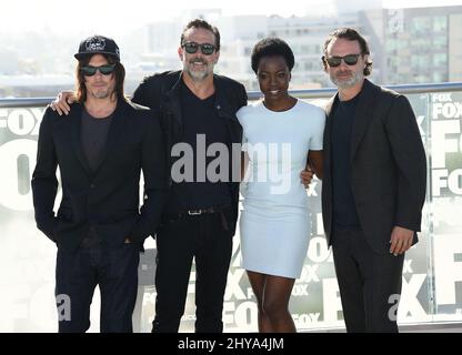 Norman Reedus, Jeffrey Dean Morgan, Danai Gurira und Andrew Lincoln von „The Walking Dead“ bei der Comic-Con 2016 in San Diego Stockfoto