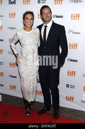 Armie Hammer und Elizabeth Hammer nehmen an der „Free Fire“-Premiere beim Toronto International Film Festival 2016 im Ryerson Theatre Teil Stockfoto