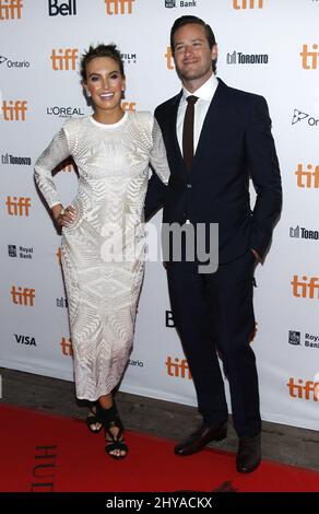 Armie Hammer und Elizabeth Hammer nehmen an der „Free Fire“-Premiere beim Toronto International Film Festival 2016 im Ryerson Theatre Teil Stockfoto