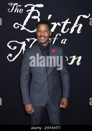 Nate Parker posiert bei der Premiere des Films „The Birth of a Nation“ am Mittwoch, den 21. September 2016, im Cinerama Dome in Los Angeles. Stockfoto