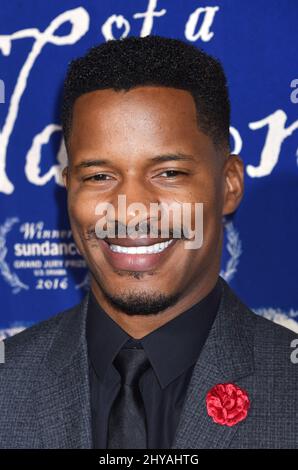 Nate Parker posiert bei der Premiere des Films „The Birth of a Nation“ am Mittwoch, den 21. September 2016, im Cinerama Dome in Los Angeles. Stockfoto