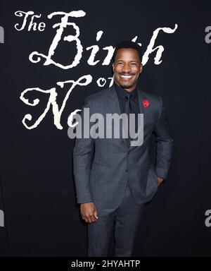 Nate Parker posiert bei der Premiere des Films „The Birth of a Nation“ am Mittwoch, den 21. September 2016, im Cinerama Dome in Los Angeles. Stockfoto